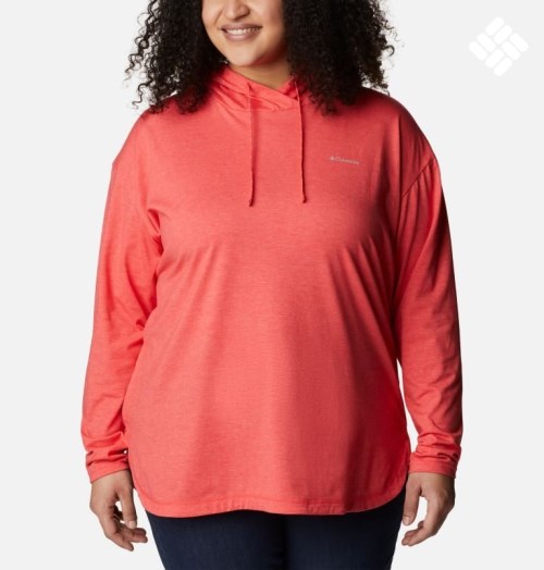 Women's Columbia Sun Trek Pullover Hoodie Red | Plus Size CA-W35A8